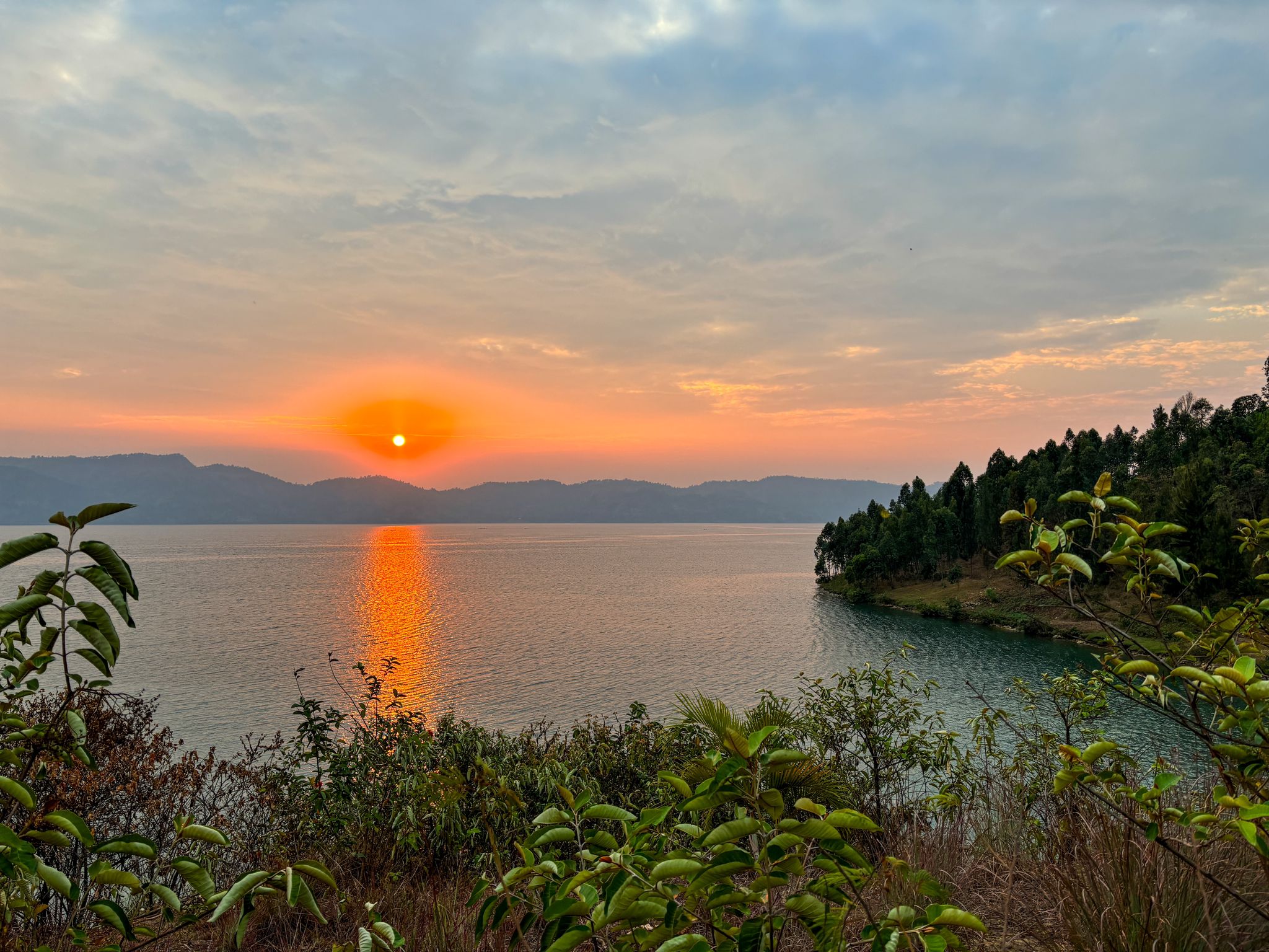 sunset over the lake